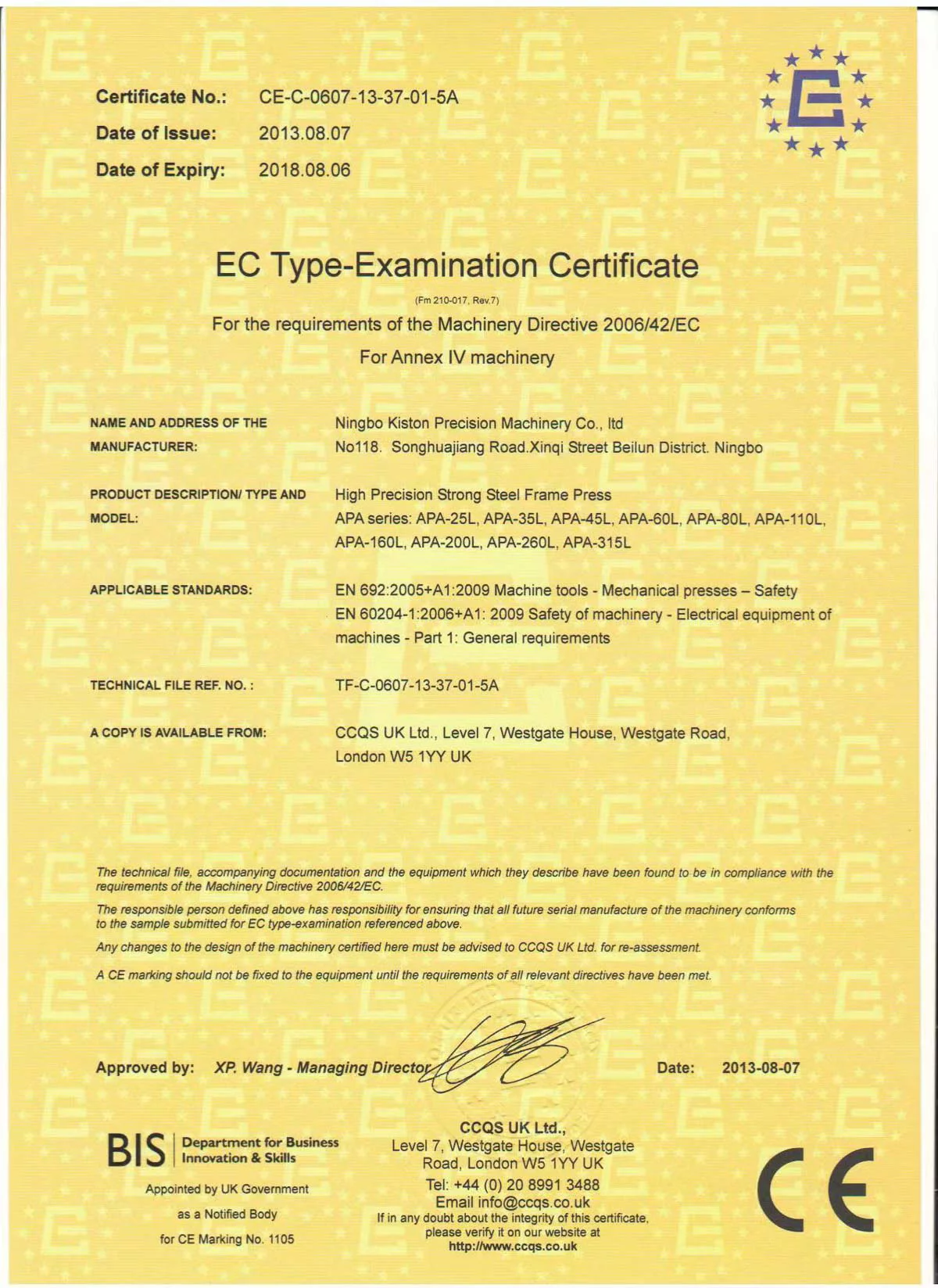 CE certifcate